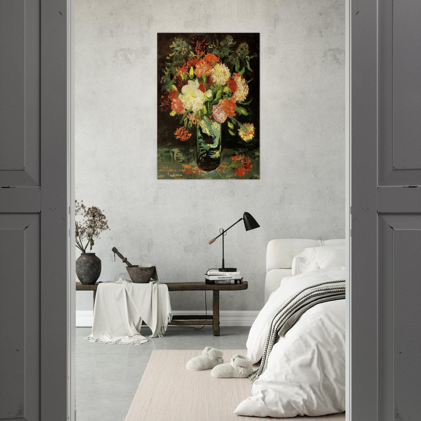 Vase with Carnations - Vincent van Gogh Brushed Aluminum Print - 70x100 cm / 28x40 inches | Vincent van Gogh Aluminum Print | Vincent van Gogh Prints