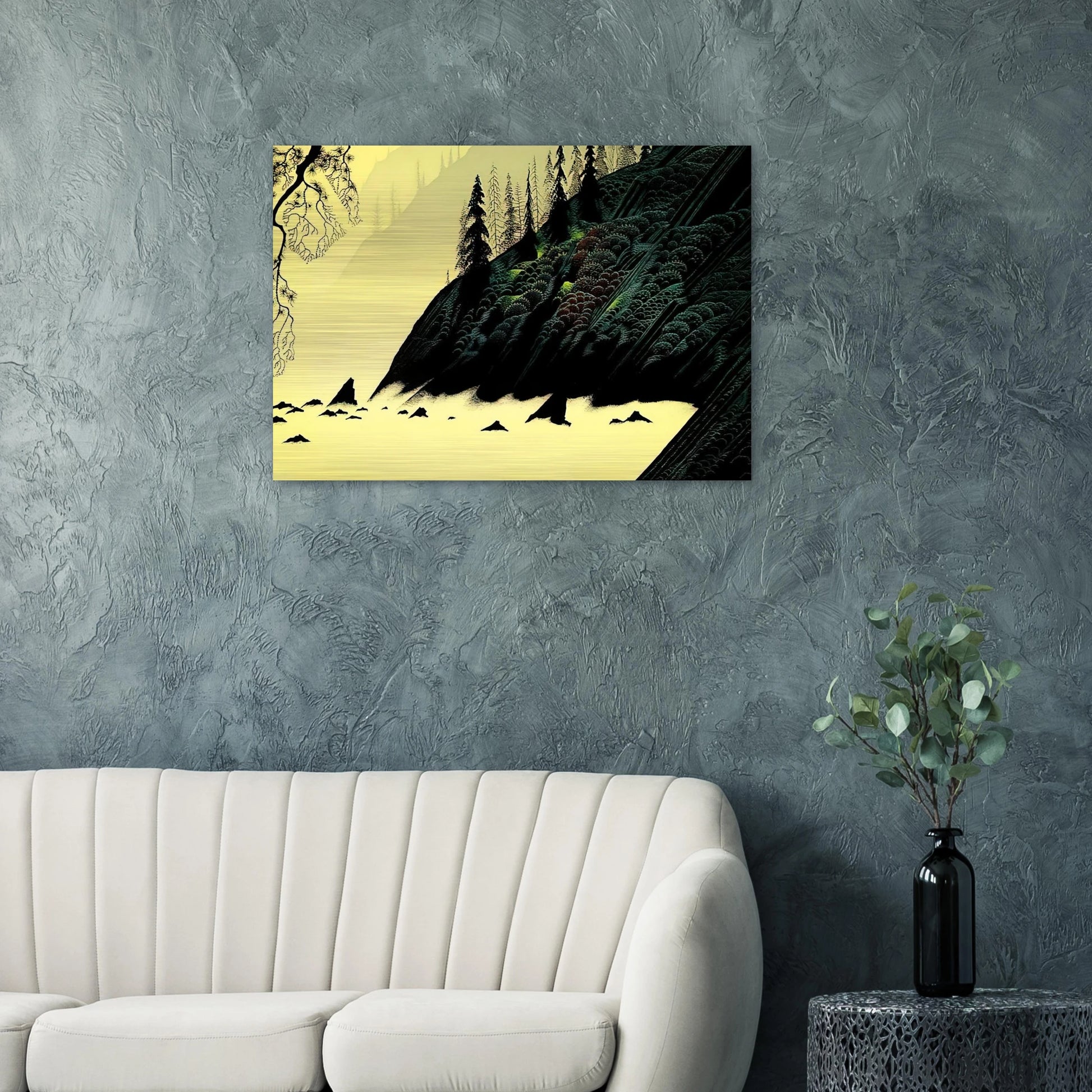 Spruce Redwood and Pine - Eyvind Earle Brushed Aluminum Print - 70x100 cm / 28x40 inches | Eyvind Earle Aluminum Print | Eyvind Earle Prints