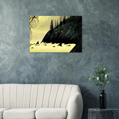 Spruce Redwood and Pine - Eyvind Earle Brushed Aluminum Print - 70x100 cm / 28x40 inches | Eyvind Earle Aluminum Print | Eyvind Earle Prints