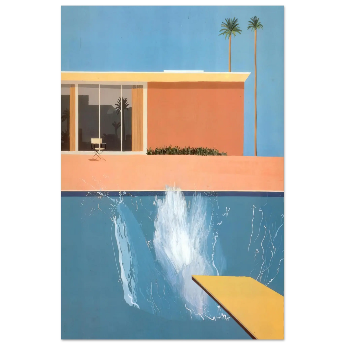 David Hockney - David Hockney Wall art - 28x43  cm / XL (11x17 Inches) - Premium Wooden Framed Poster With Fine Art Paper - White frame