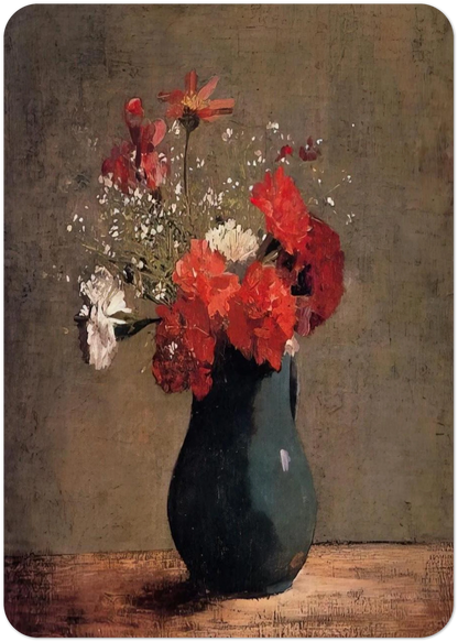 CARNATIONS AND BABY S BREATH IN A GREEN PITCHER By Odilon Redon Pack of 10 Post Cards | Odilon Redon Post Cards | A6 (10.5 x 14.8 cm) - 4.1 x 5.8 inches