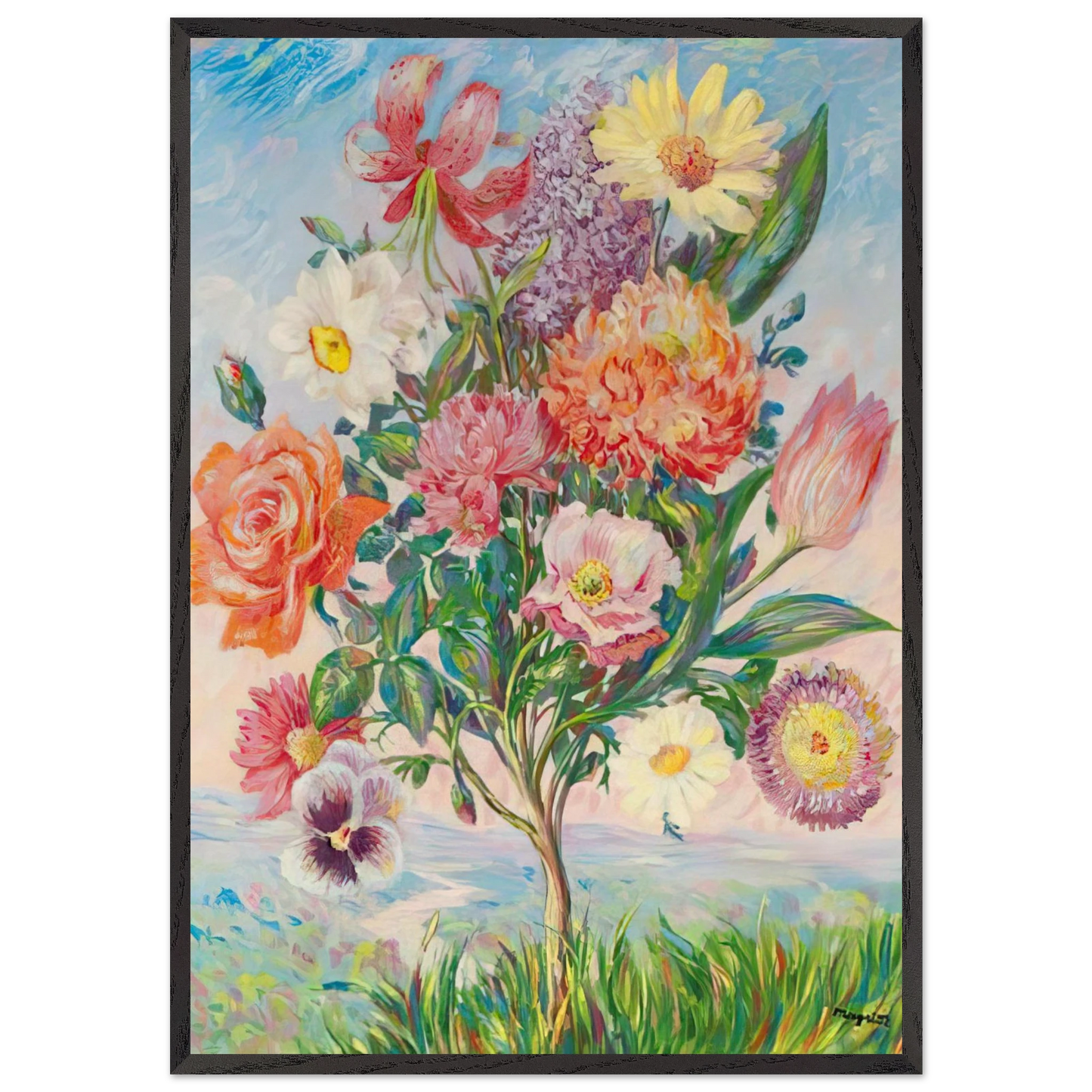 FORETHOUGHT 1943 - Rene Magritte 70x100 cm / 28x40 inches Framed Art Print – Black Wooden Frame