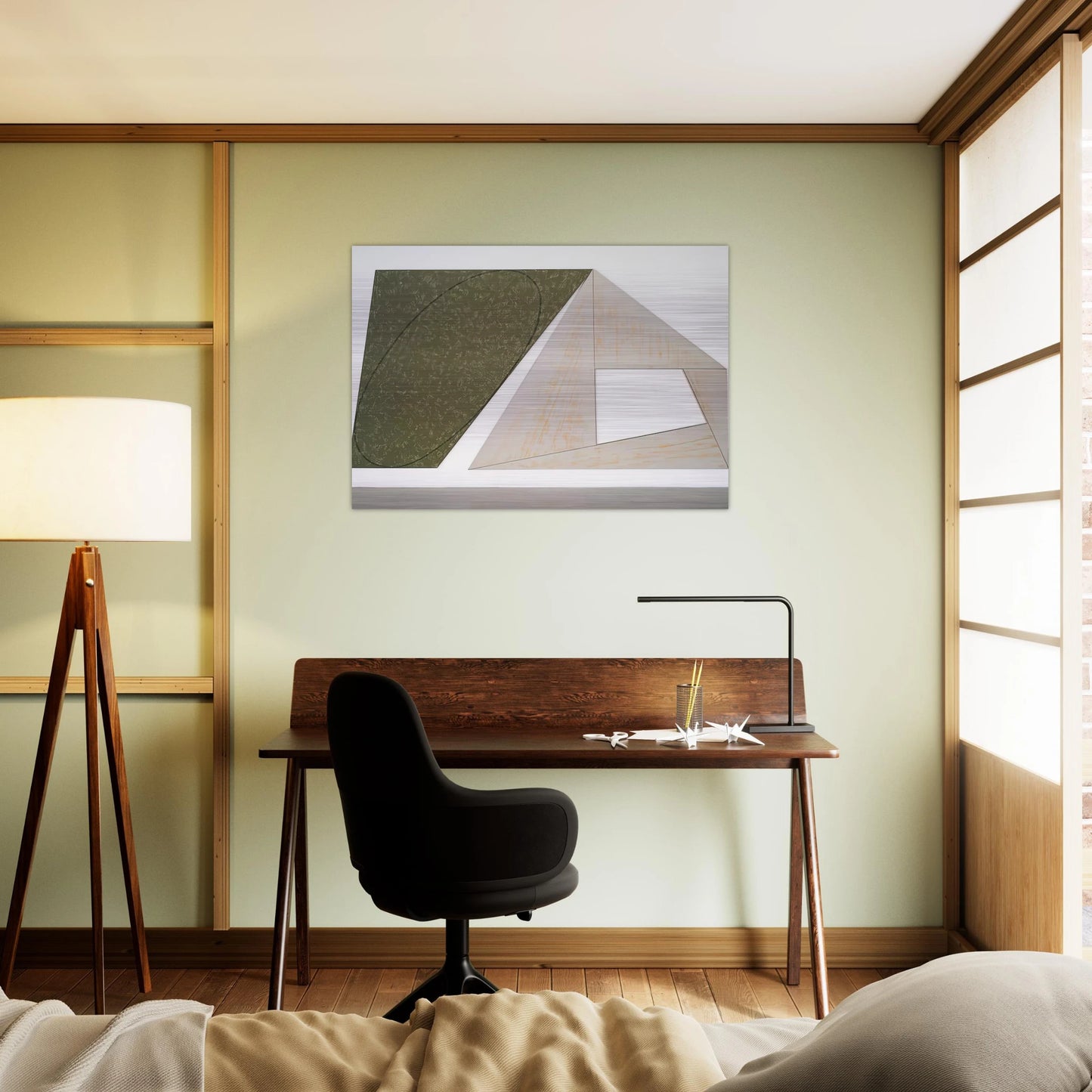 GREEN TILTED ELLIPSE GRAY FRAME 1989 - Robert Mangold Brushed Aluminum Print - 70x100 cm / 28x40 inches | Robert Mangold Aluminum Print | Robert Mangold Prints