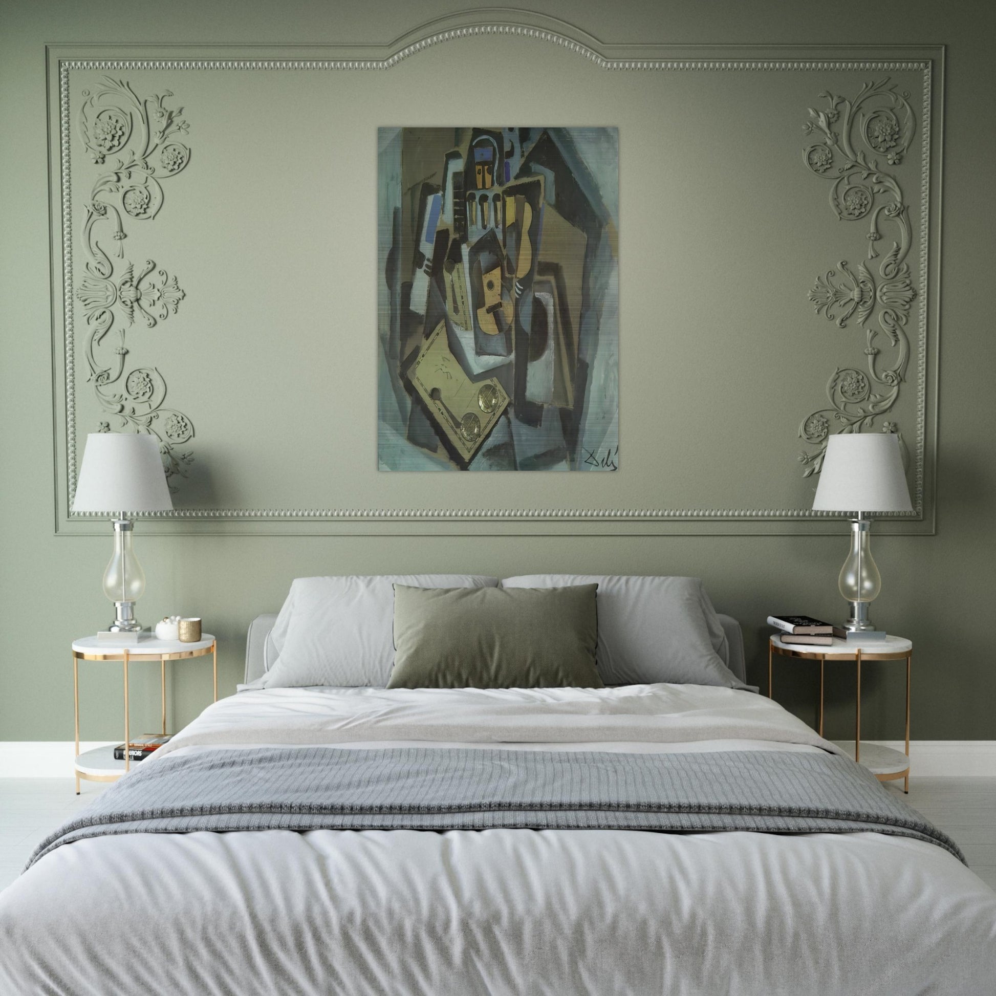 PIERROT AND GUITAR - Salvador Dali Brushed Aluminum Print - 70x100 cm / 28x40 inches | Salvador Dali Aluminum Print | Salvador Dali Prints