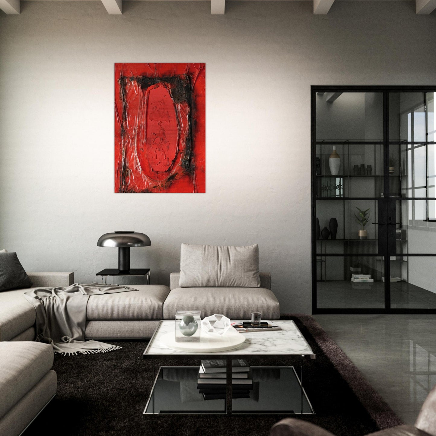 Red Plastic - 1961 - Alberto Burri Brushed Aluminum Print - 70x100 cm / 28x40 inches | Alberto Burri Aluminum Print | Alberto Burri Prints