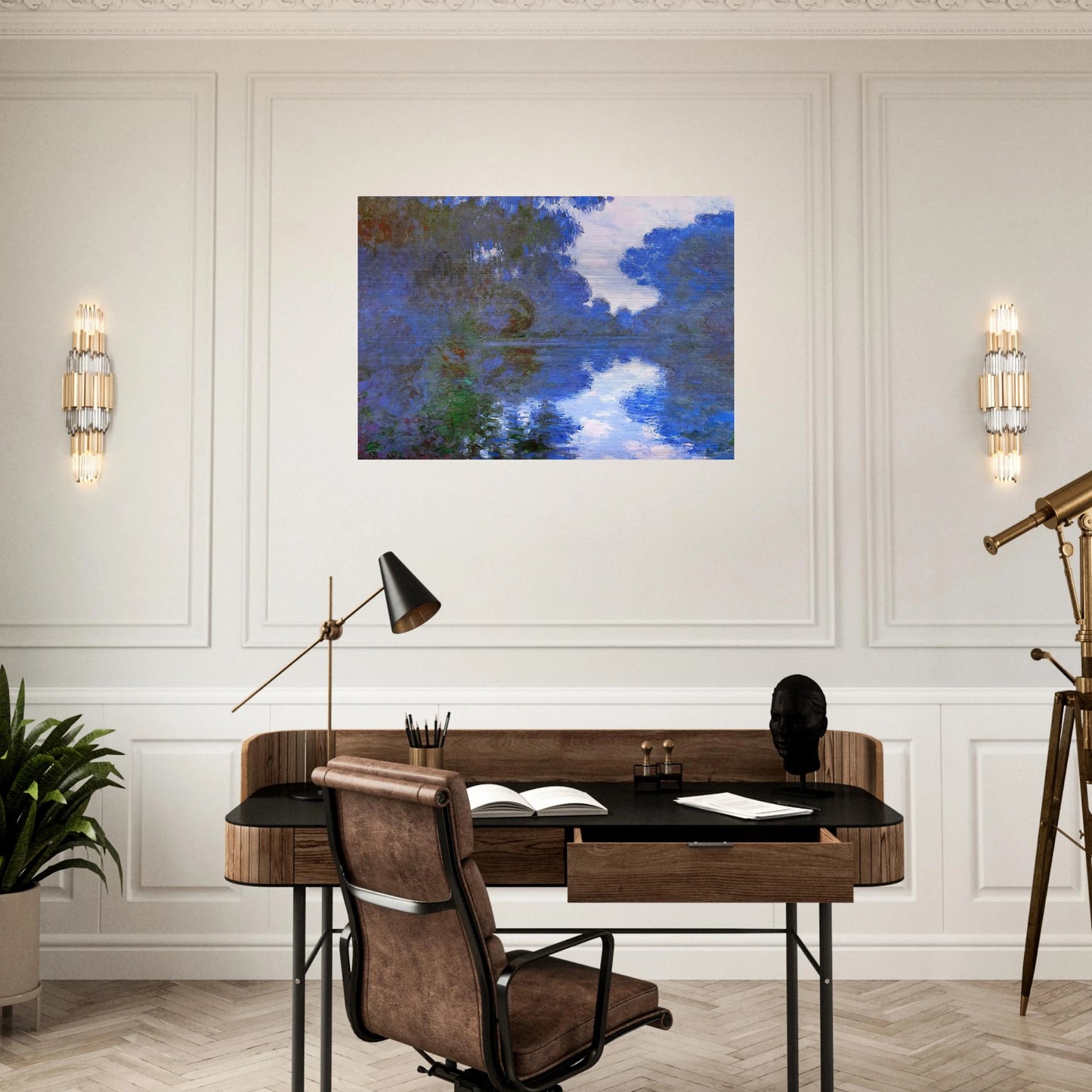 Morning on the Seine, Clear Weather 02 - claude monet Brushed Aluminum Print - 70x100 cm / 28x40 inches | claude monet Aluminum Print | claude monet Prints