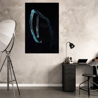 Blue Calligraphic Lines on Dark Blue - 1963 - Jiro Yoshihara Art Prints - 100x150 cm / 40x60″ inches | Jiro Yoshihara Poster | Jiro Yoshihara Prints