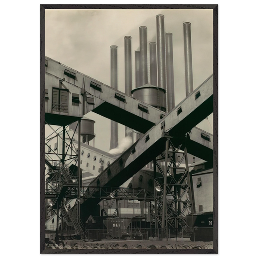 Criss-Crossed Conveyors River Rouge Plant Ford Motor Company - 1927 - Charles Sheeler 70x100 cm / 28x40 inches Framed Art Print – Black Wooden Frame