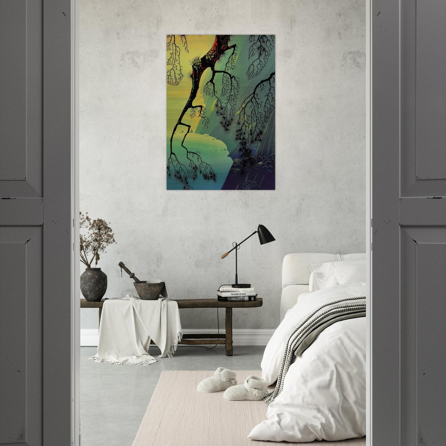 Fog Mist - Eyvind Earle Brushed Aluminum Print - 70x100 cm / 28x40 inches | Eyvind Earle Aluminum Print | Eyvind Earle Prints
