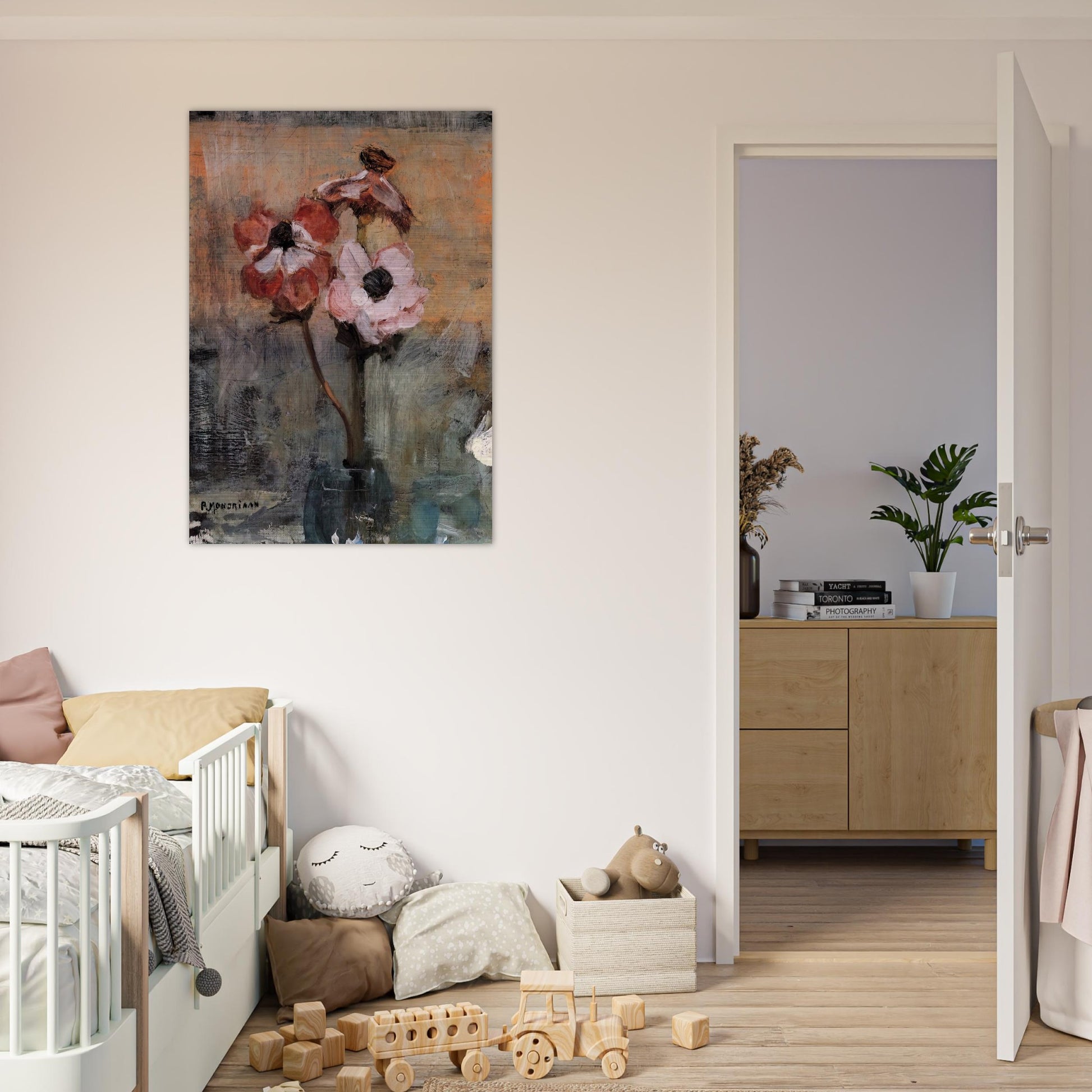 Anemones in a Vase - Piet Mondrian Brushed Aluminum Print - 70x100 cm / 28x40 inches | Piet Mondrian Aluminum Print | Piet Mondrian Prints