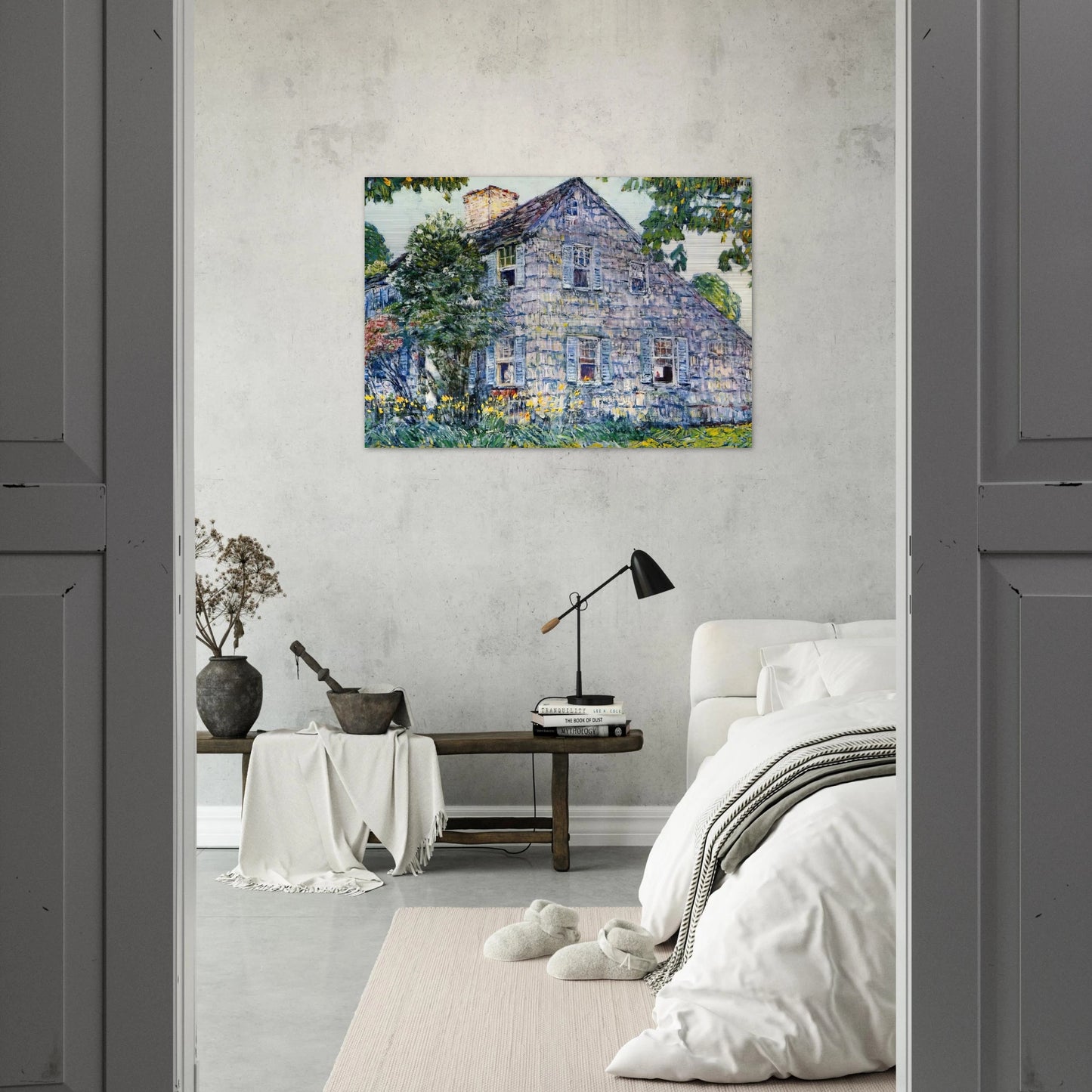Old House, East Hampton - Childe Hassam Brushed Aluminum Print - 70x100 cm / 28x40 inches | Childe Hassam Aluminum Print | Childe Hassam Prints