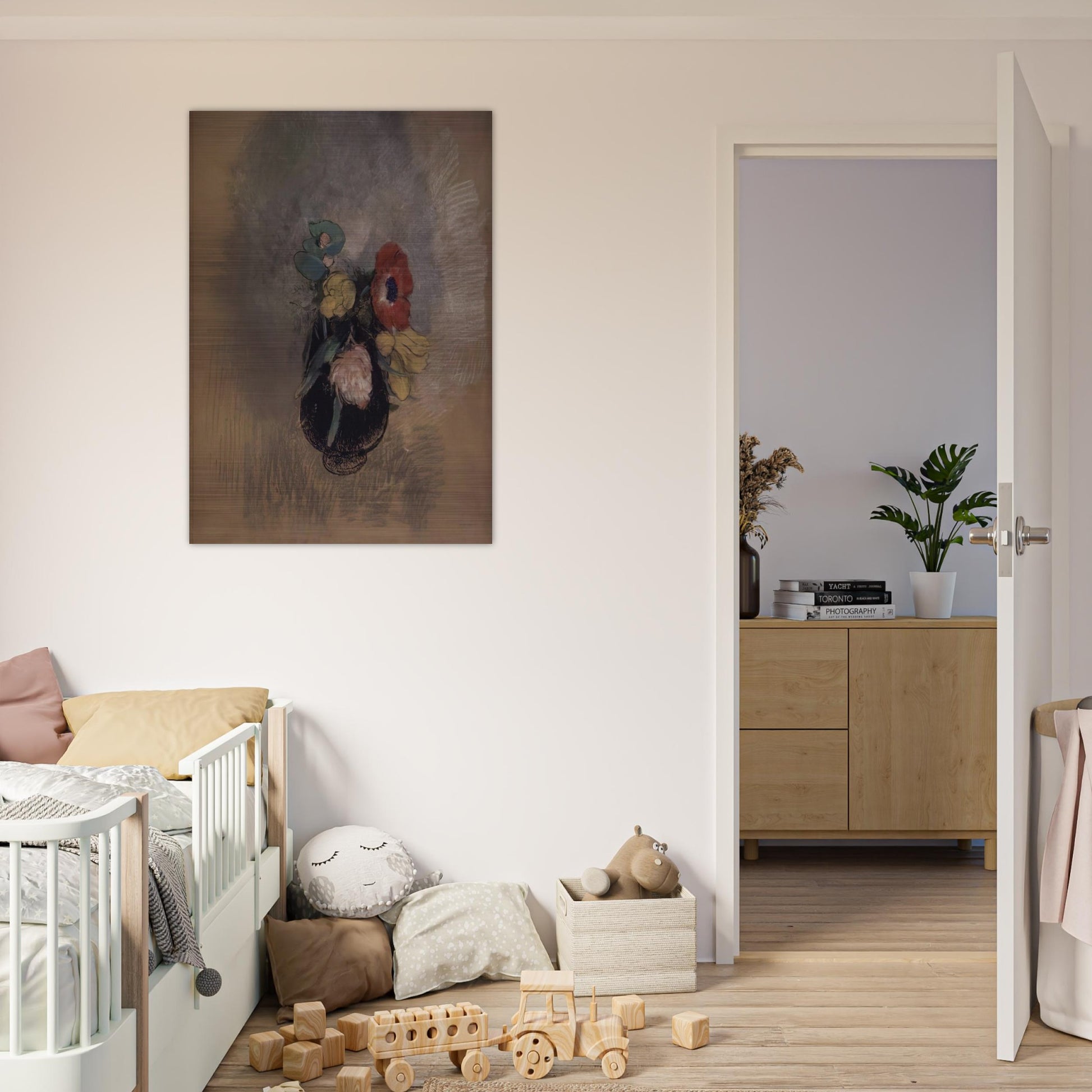 ANEMONES AND TULIPS - Odilon Redon Brushed Aluminum Print - 70x100 cm / 28x40 inches | Odilon Redon Aluminum Print | Odilon Redon Prints