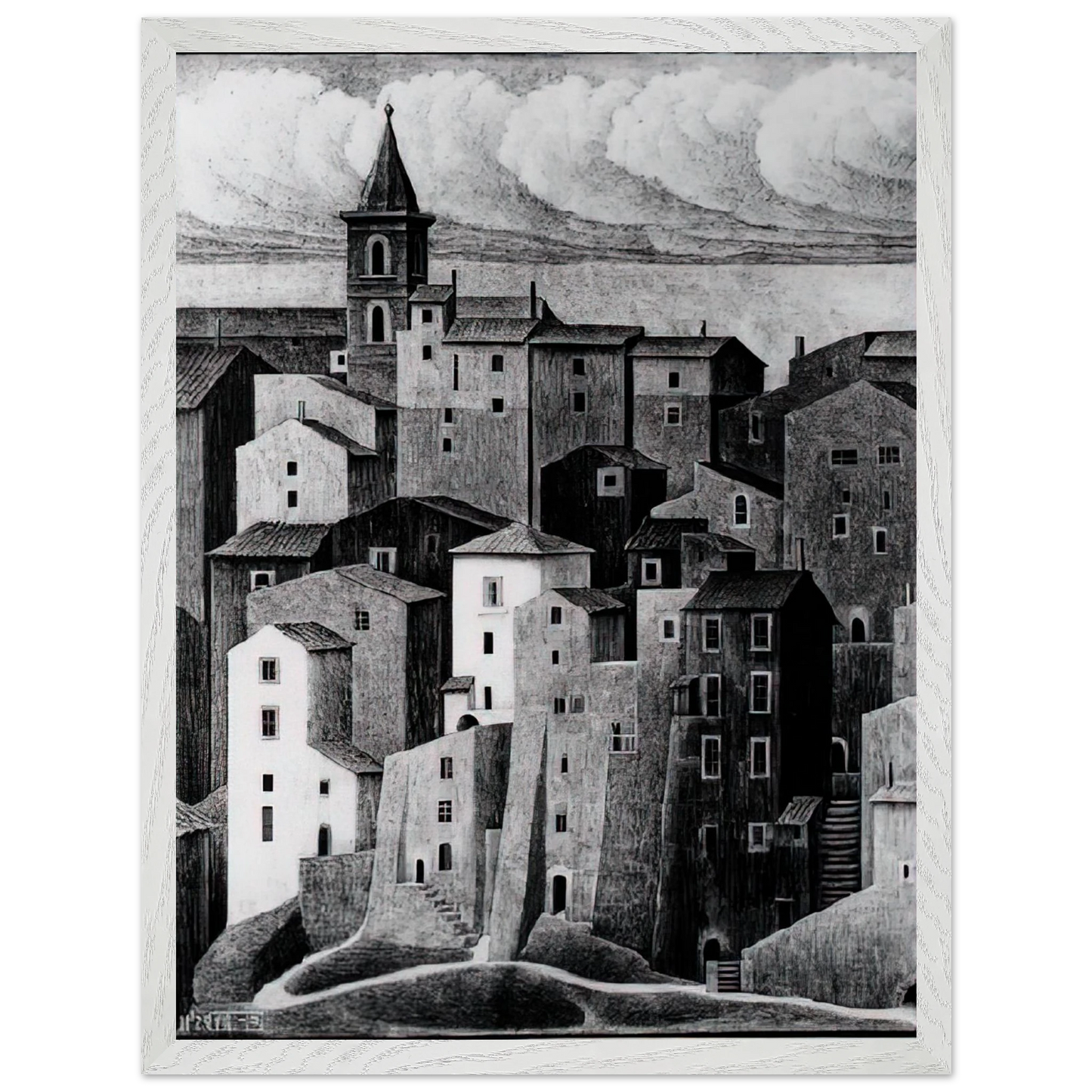 MC Escher - GENAZZANO ABRUZZI NOVEMBER 1929 1929 Wall Art - 60x80 cm / 24x32 inches - Fine Art Poster - -