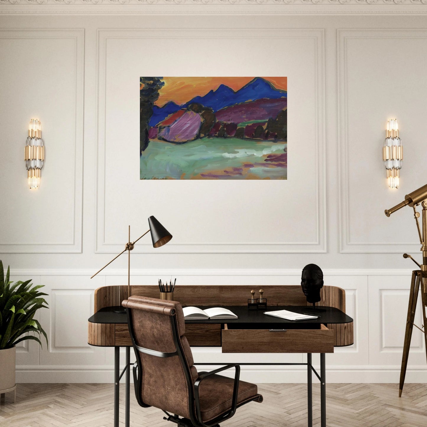 ROTER ABEND BLAUE BERGE 1910 - Alexej von Jawlensky Brushed Aluminum Print - 70x100 cm / 28x40 inches | Alexej von Jawlensky Aluminum Print | Alexej von Jawlensky Prints
