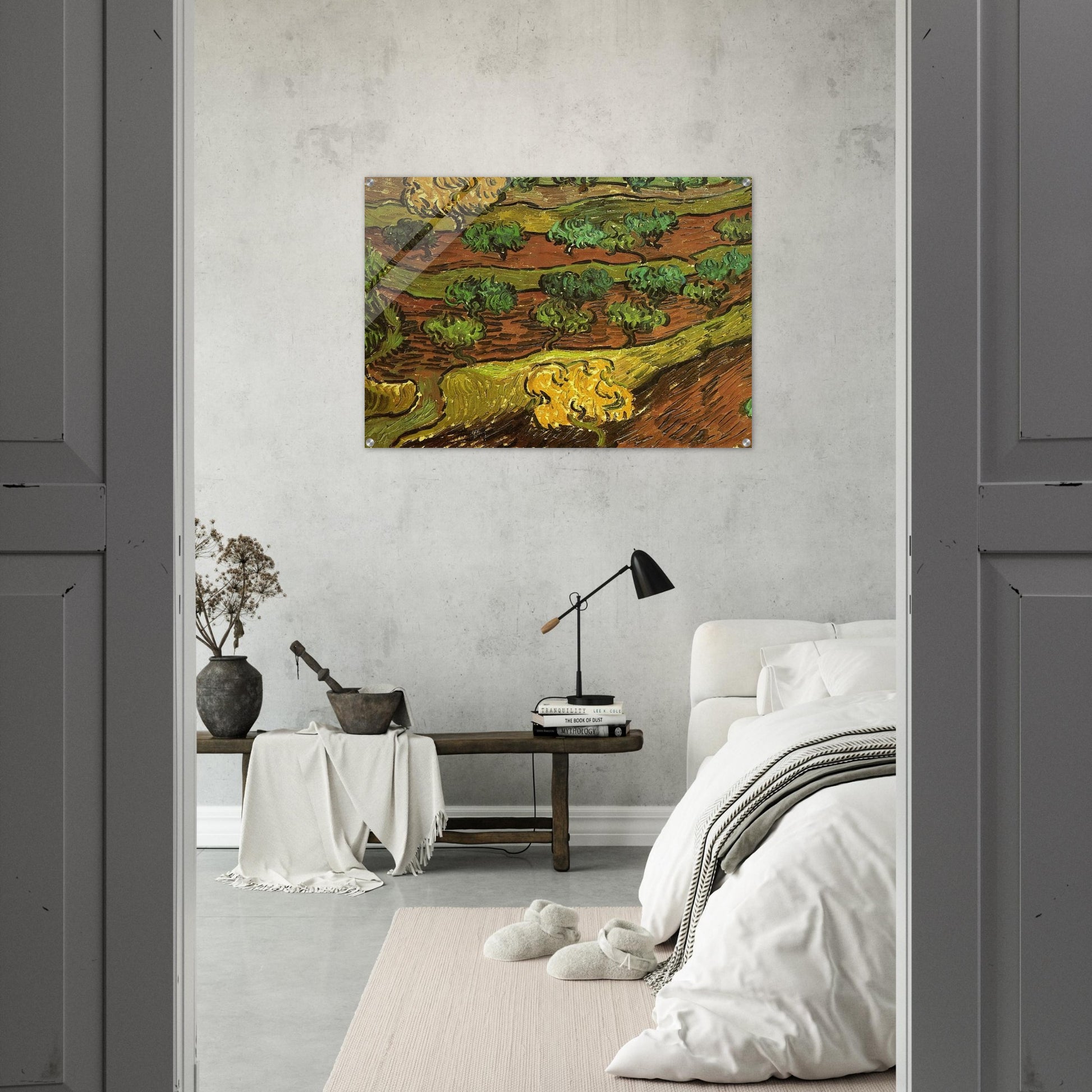 Olive Trees against a Slope of a Hill - Vincent van Gogh Acrylic Print - 70x100 cm / 28x40″ inches | Vincent van Gogh Wall Art | Vincent van Gogh Prints