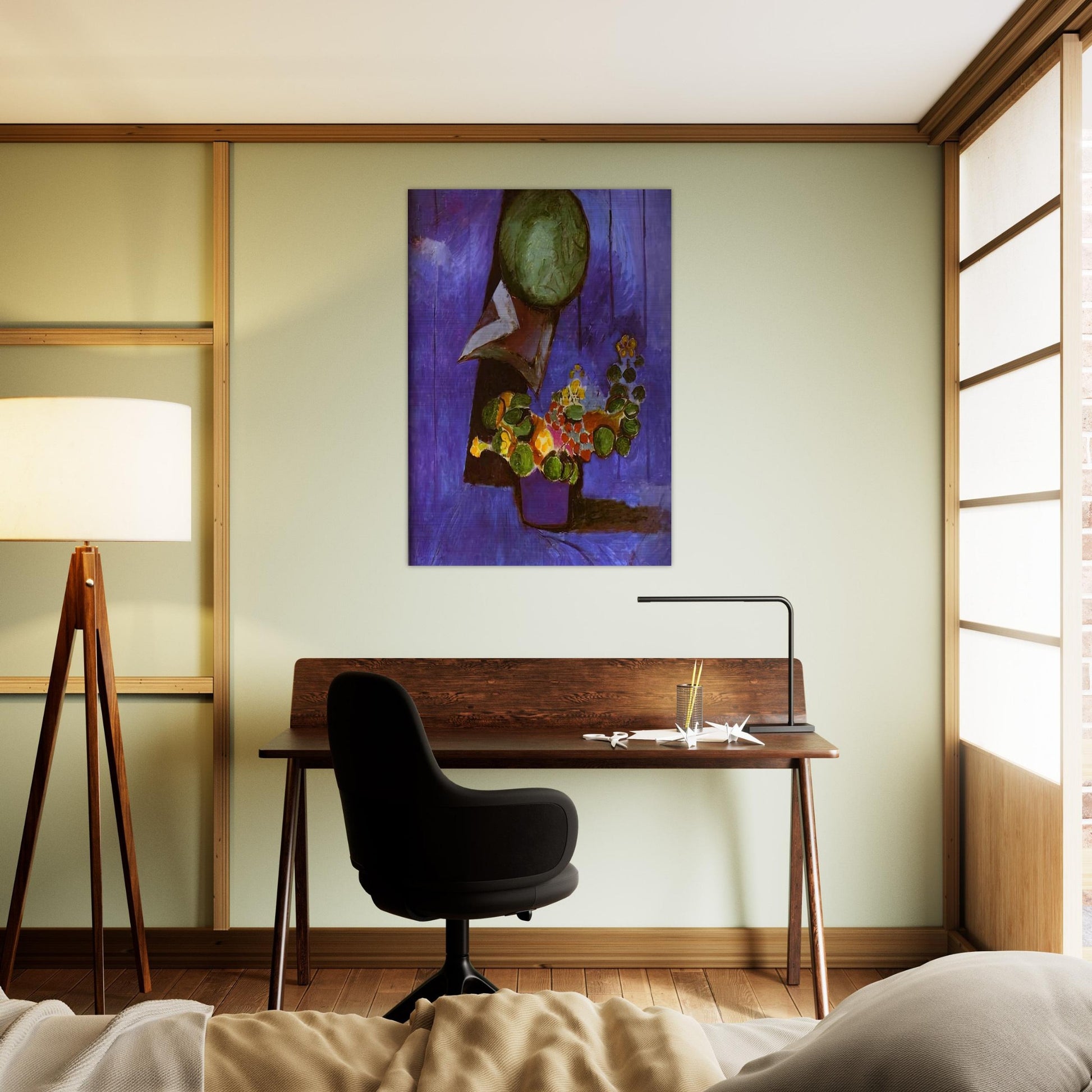 FLOWERS AND CERAMIC PLATE - Henri Matisse Brushed Aluminum Print - 70x100 cm / 28x40 inches | Henri Matisse Aluminum Print | Henri Matisse Prints