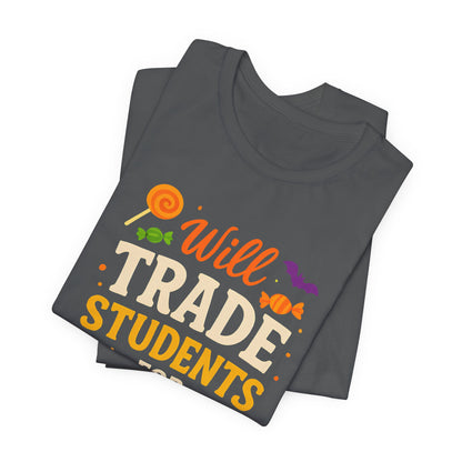 Camiseta con disfraz de profesor para Halloween, intercambiaré estudiantes por dulces.