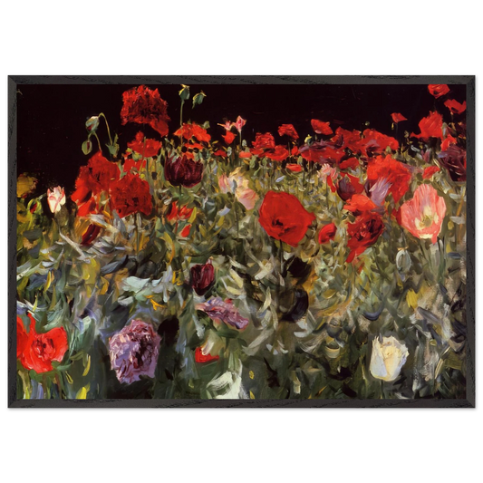 POPPIES N5 - John Singer Sargent 70x100 cm / 28x40 inches Framed Art Print – Black Wooden Frame
