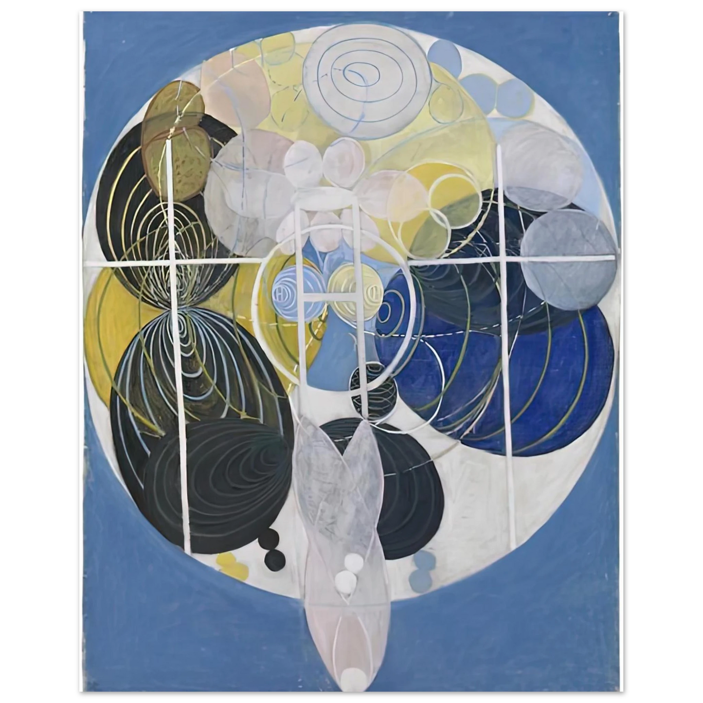 Hilma af Klint - THE LARGE FIGURE PAINTINGS NR 5 1907 Wall art - 60x80 cm / 24x32 inches - Premium Wooden Framed Poster With Fine Art Paper-canvas - White frame