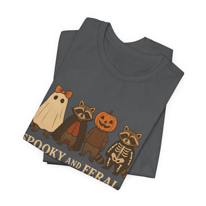 Camiseta de mapache espeluznante, divertida camiseta gráfica de Halloween, bonita camiseta vintage de otoño, moderna camiseta de Halloween para mujer, camiseta de mapache salvaje