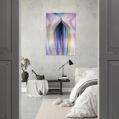 Grey Line With Black, Blue And Yellow - Georgia O'Keeffe Brushed Aluminum Print - 70x100 cm / 28x40 inches | Georgia O'Keeffe Aluminum Print | Georgia O'Keeffe Prints