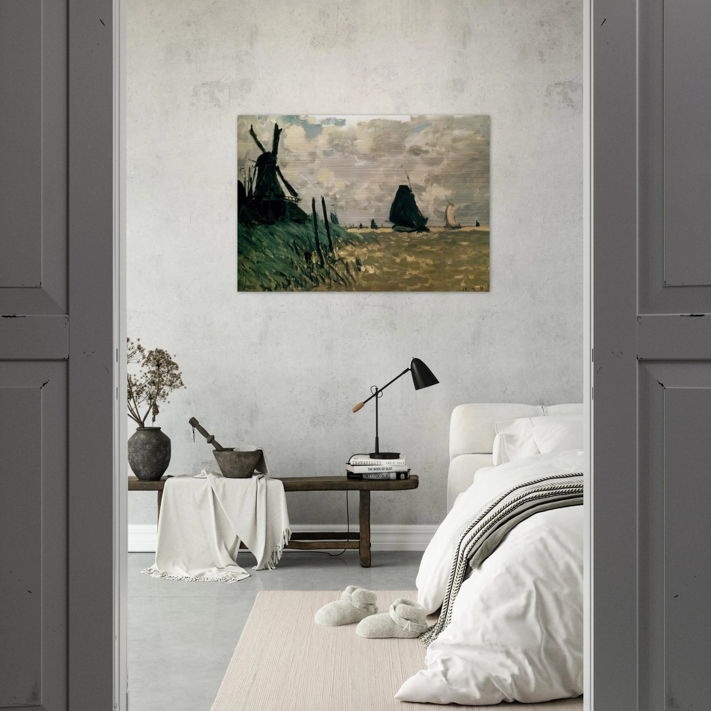 A Windmill near Zaandam - claude monet Brushed Aluminum Print - 70x100 cm / 28x40 inches | claude monet Aluminum Print | claude monet Prints