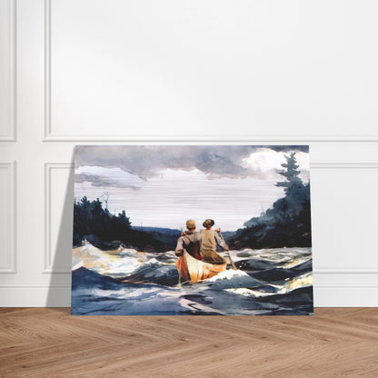 CANOE IN THE RAPIDS - Winslow Homer Brushed Aluminum Print - 70x100 cm / 28x40 inches | Winslow Homer Aluminum Print | Winslow Homer Prints