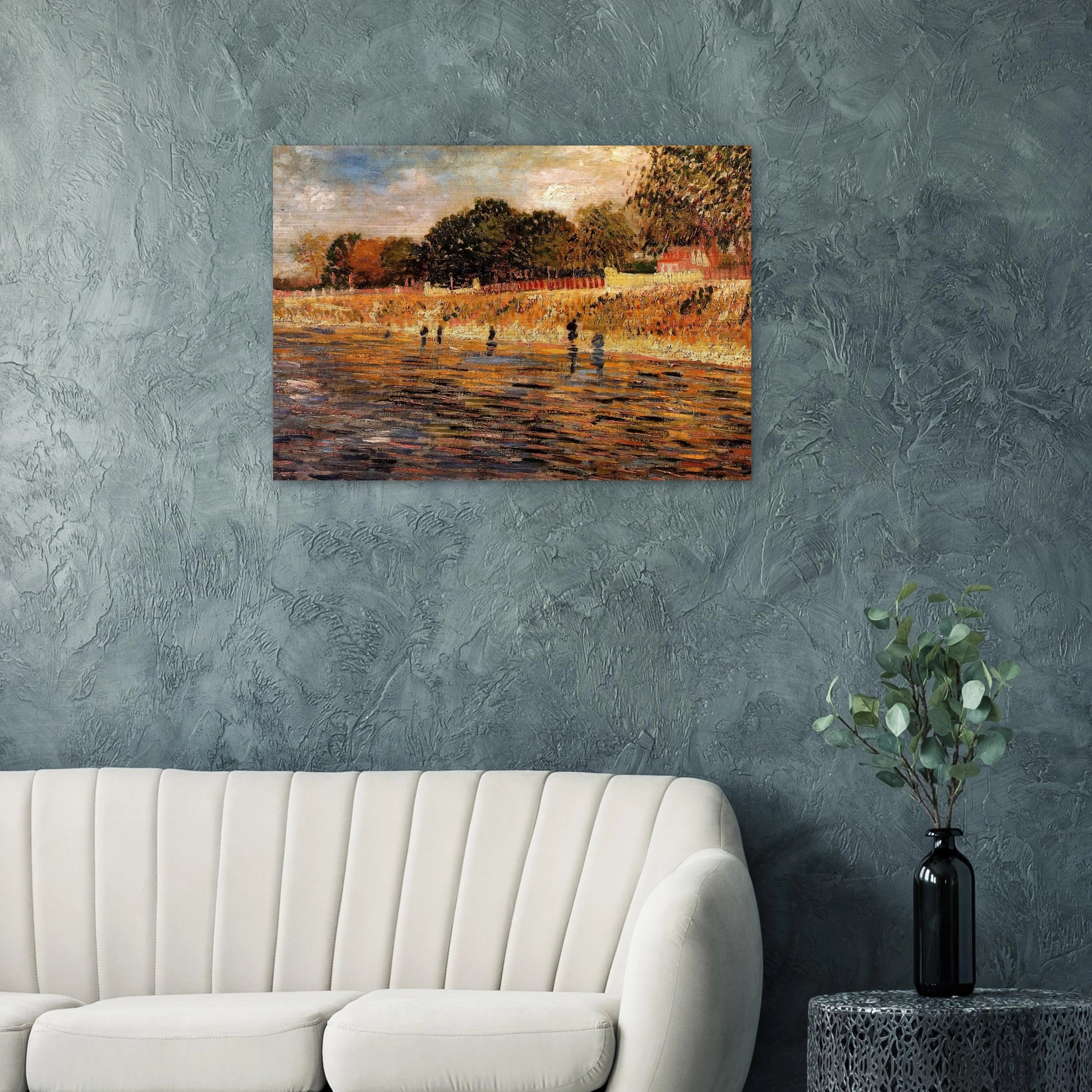 The Banks of the Seine - Vincent van Gogh Brushed Aluminum Print - 70x100 cm / 28x40 inches | Vincent van Gogh Aluminum Print | Vincent van Gogh Prints