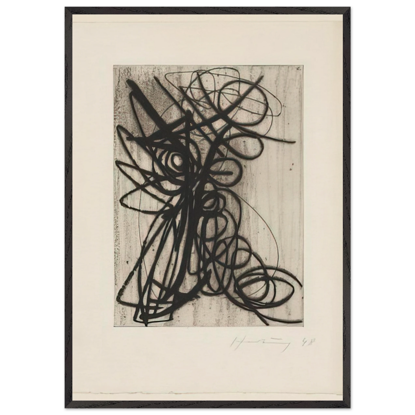 Composition - 1948 N1 - Hans Hartung 70x100 cm / 28x40 inches Framed Art Print – Black Wooden Frame