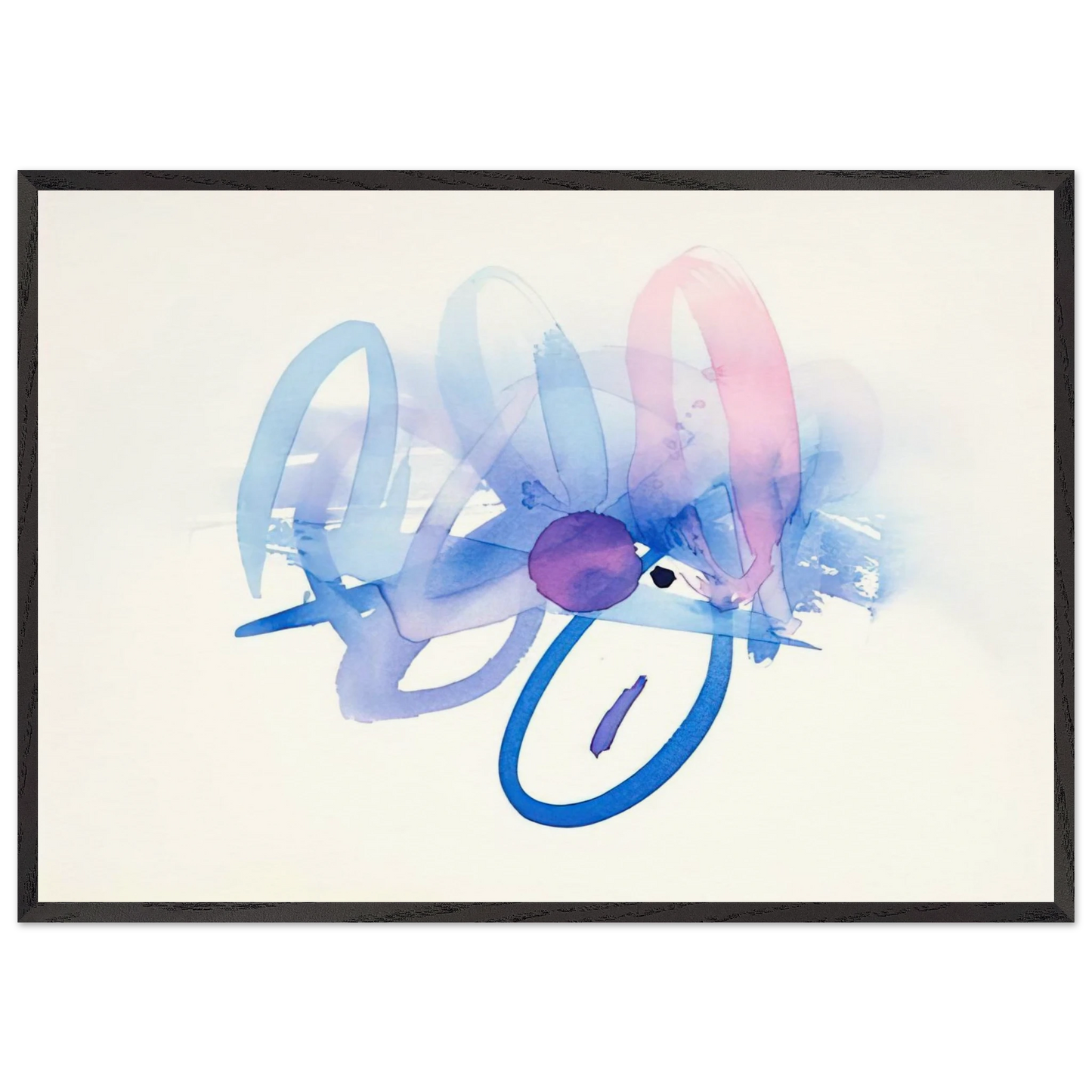 UNTITLED PURPLE PINK AND BLUE - Luis Feito 70x100 cm / 28x40 inches Framed Art Print – Black Wooden Frame