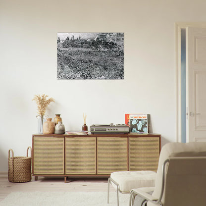 Garden with Flowers - Vincent van Gogh Brushed Aluminum Print - 70x100 cm / 28x40 inches | Vincent van Gogh Aluminum Print | Vincent van Gogh Prints