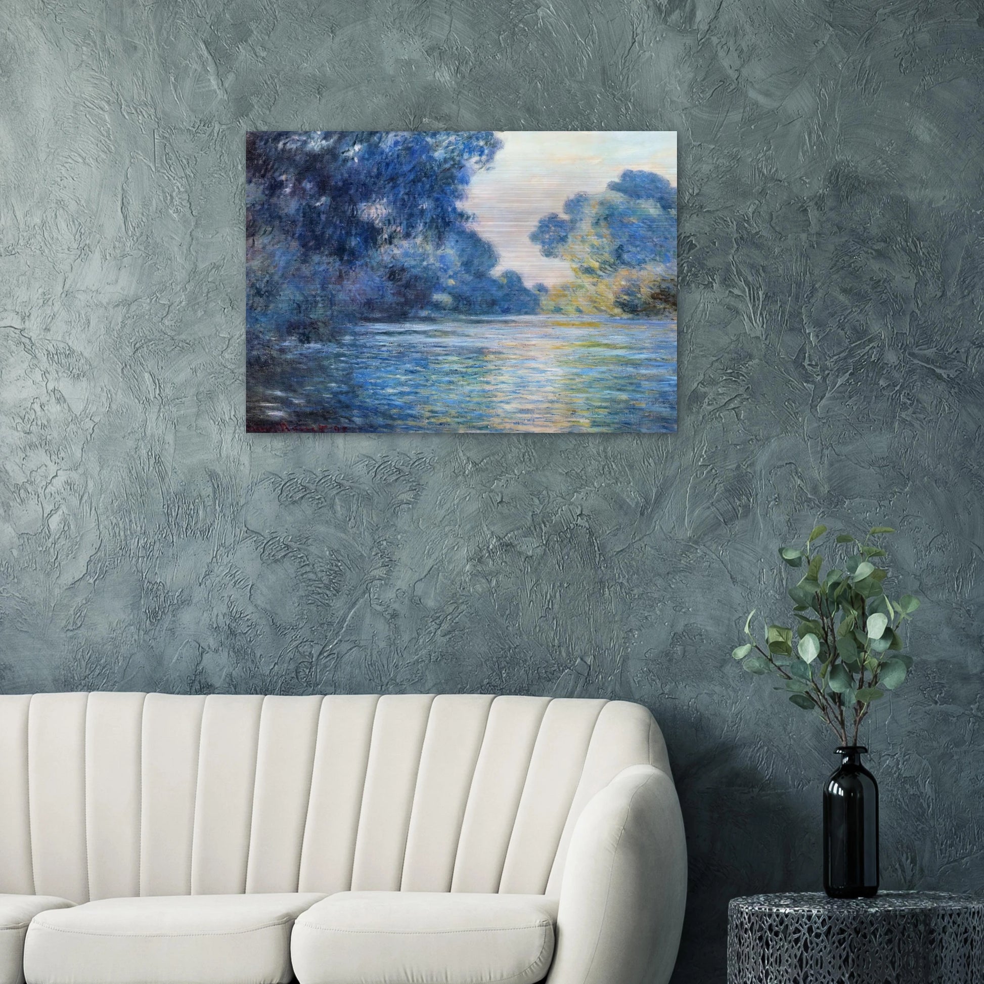 Morning on the Seine at Giverny 02 - claude monet Brushed Aluminum Print - 70x100 cm / 28x40 inches | claude monet Aluminum Print | claude monet Prints