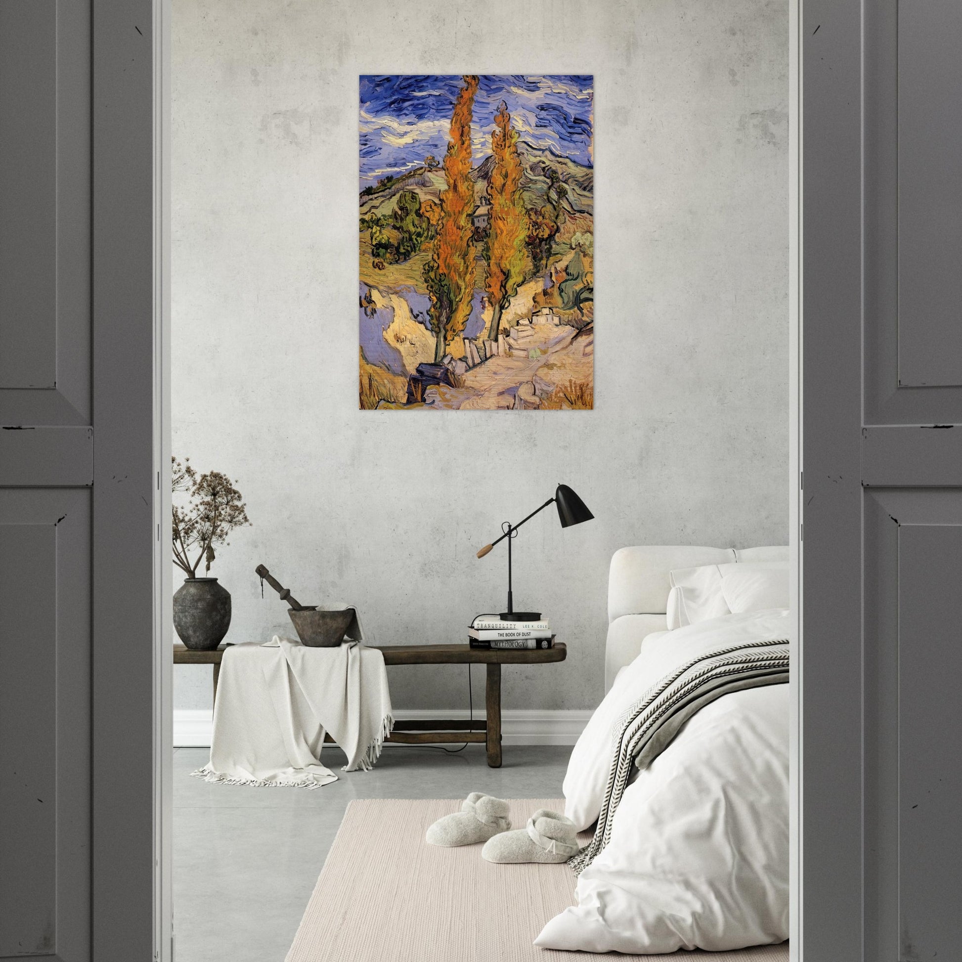 Two Poplars on a Hill - Vincent van Gogh Brushed Aluminum Print - 70x100 cm / 28x40 inches | Vincent van Gogh Aluminum Print | Vincent van Gogh Prints