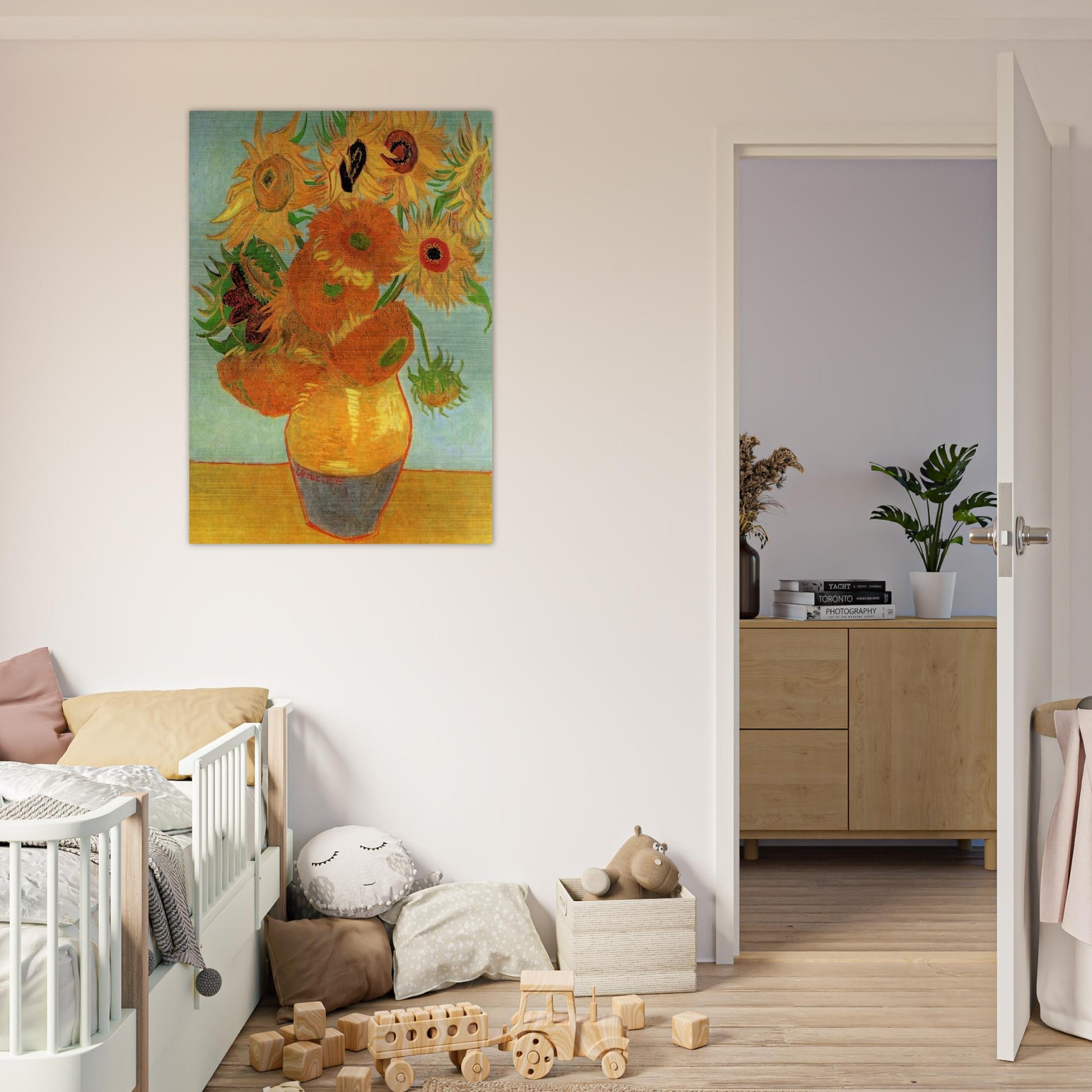 Still Life Vase with Twelve Sunflowers - Vincent van Gogh Brushed Aluminum Print - 70x100 cm / 28x40 inches | Vincent van Gogh Aluminum Print | Vincent van Gogh Prints