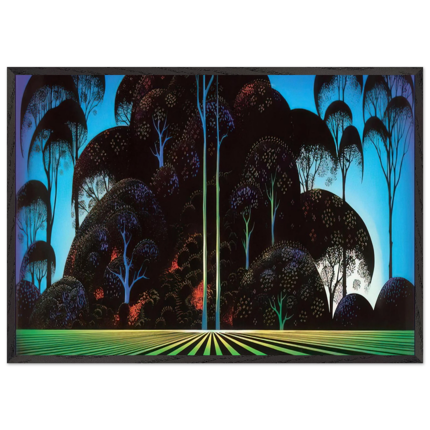 Forest Bouquet - Eyvind Earle 70x100 cm / 28x40 inches Framed Art Print – Black Wooden Frame