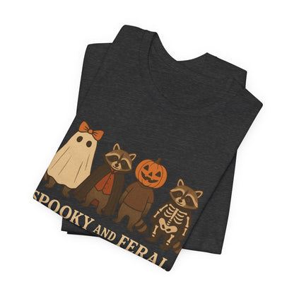 Camiseta de mapache espeluznante, divertida camiseta gráfica de Halloween, bonita camiseta vintage de otoño, moderna camiseta de Halloween para mujer, camiseta de mapache salvaje