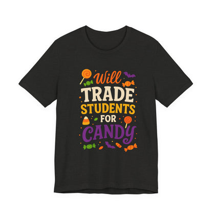 Camiseta con disfraz de profesor para Halloween, intercambiaré estudiantes por dulces.