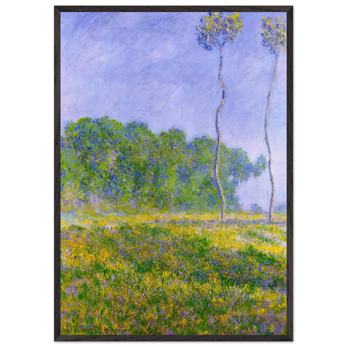 Spring Landscape - claude monet 70x100 cm / 28x40 inches Framed Art Print – Black Wooden Frame