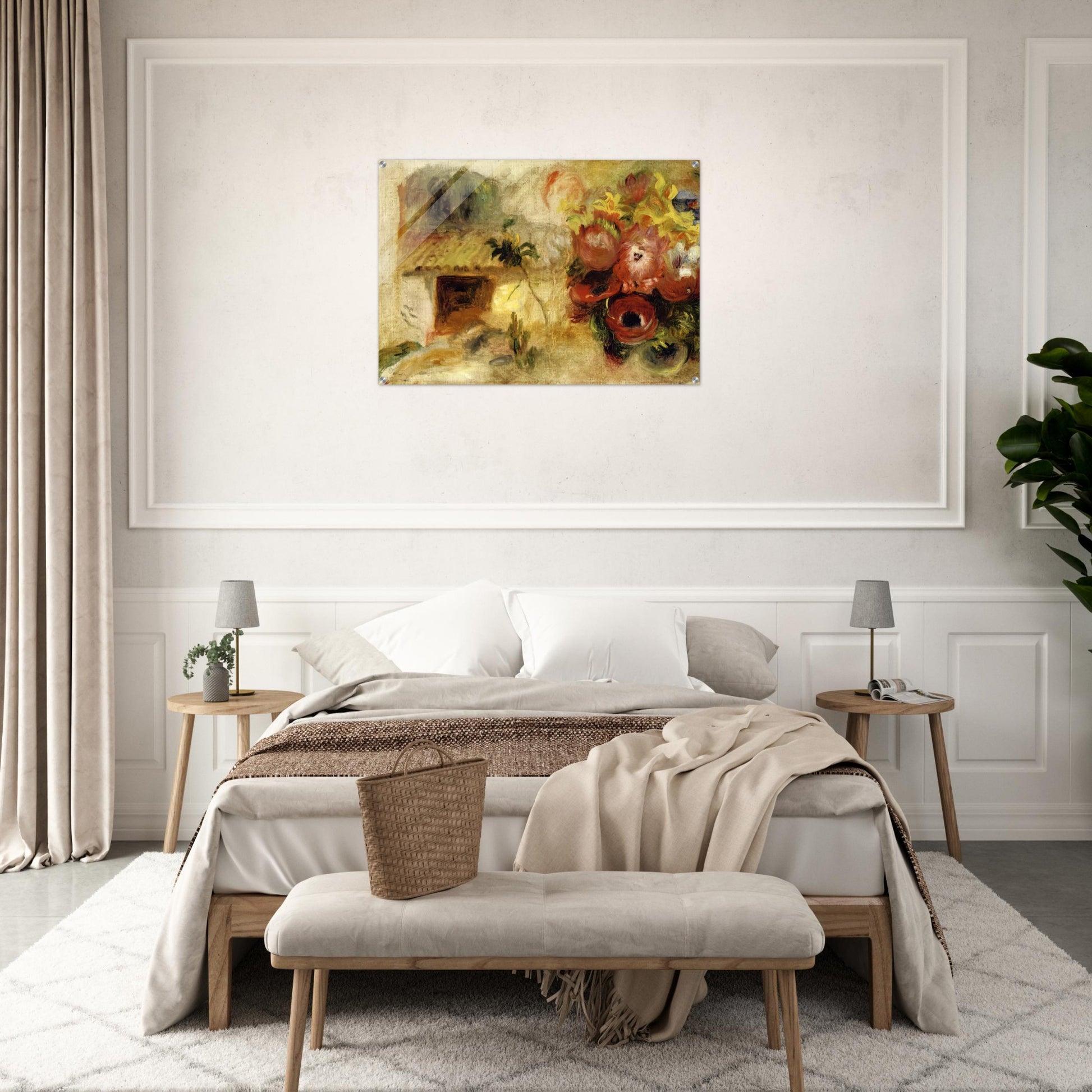 Small House, Buttercups and Diverse Flowers study - Pierre-Auguste Renoir Acrylic Print - 70x100 cm / 28x40″ inches