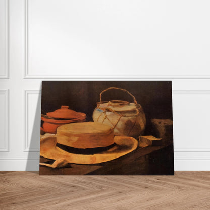 Still Life with Yellow Hat - Vincent van Gogh Brushed Aluminum Print - 70x100 cm / 28x40 inches | Vincent van Gogh Aluminum Print | Vincent van Gogh Prints