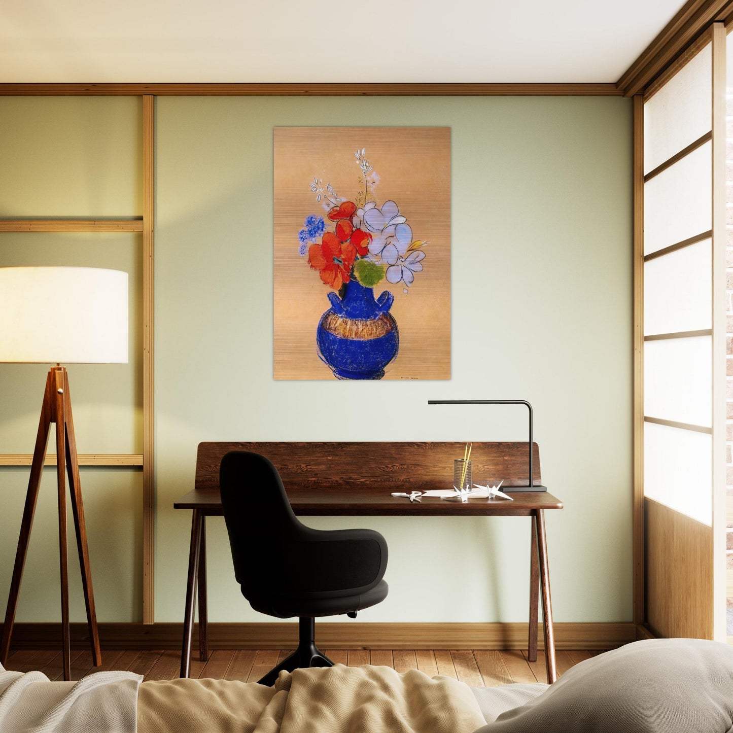 FLOWERS IN A BLUE VASE 1 - Odilon Redon Brushed Aluminum Print - 70x100 cm / 28x40 inches | Odilon Redon Aluminum Print | Odilon Redon Prints