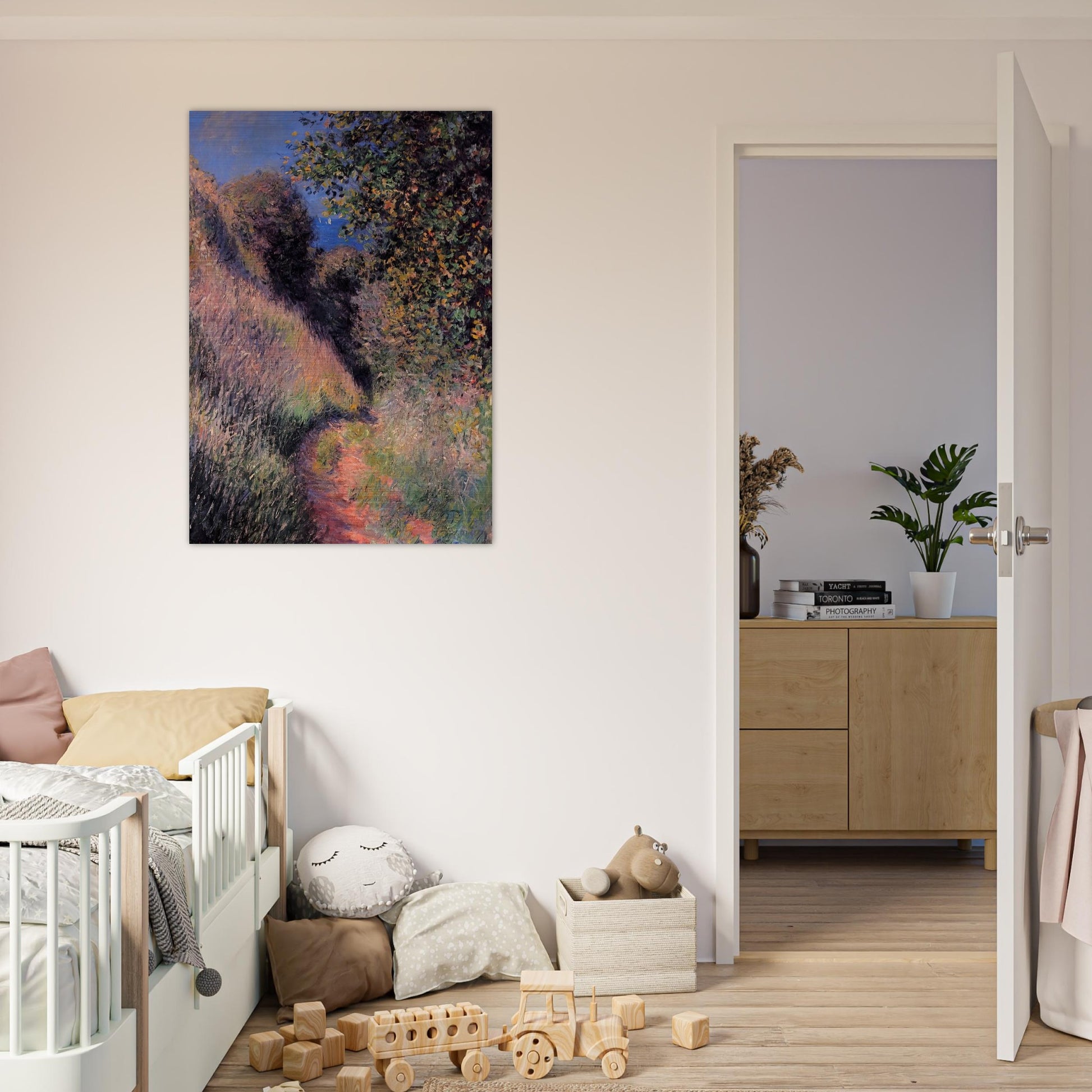 Path at Pourville - claude monet Brushed Aluminum Print - 70x100 cm / 28x40 inches | claude monet Aluminum Print | claude monet Prints