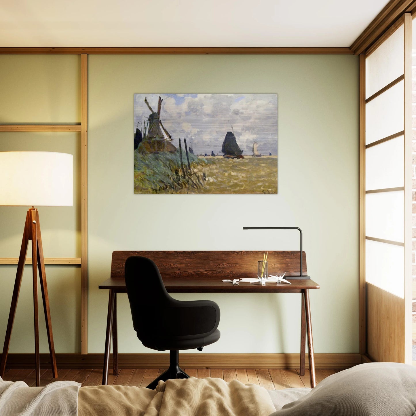 Windmill near Zaandam - claude monet Brushed Aluminum Print - 70x100 cm / 28x40 inches | claude monet Aluminum Print | claude monet Prints
