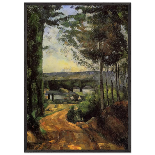 Road Trees and Lake - Paul Cezanne 70x100 cm / 28x40 inches Framed Art Print – Black Wooden Frame