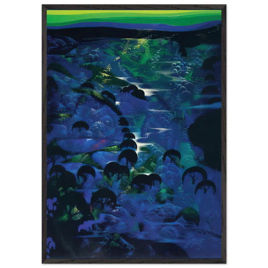 Beneath an Emerald Sky - Eyvind Earle 70x100 cm / 28x40 inches Framed Art Print – Black Wooden Frame