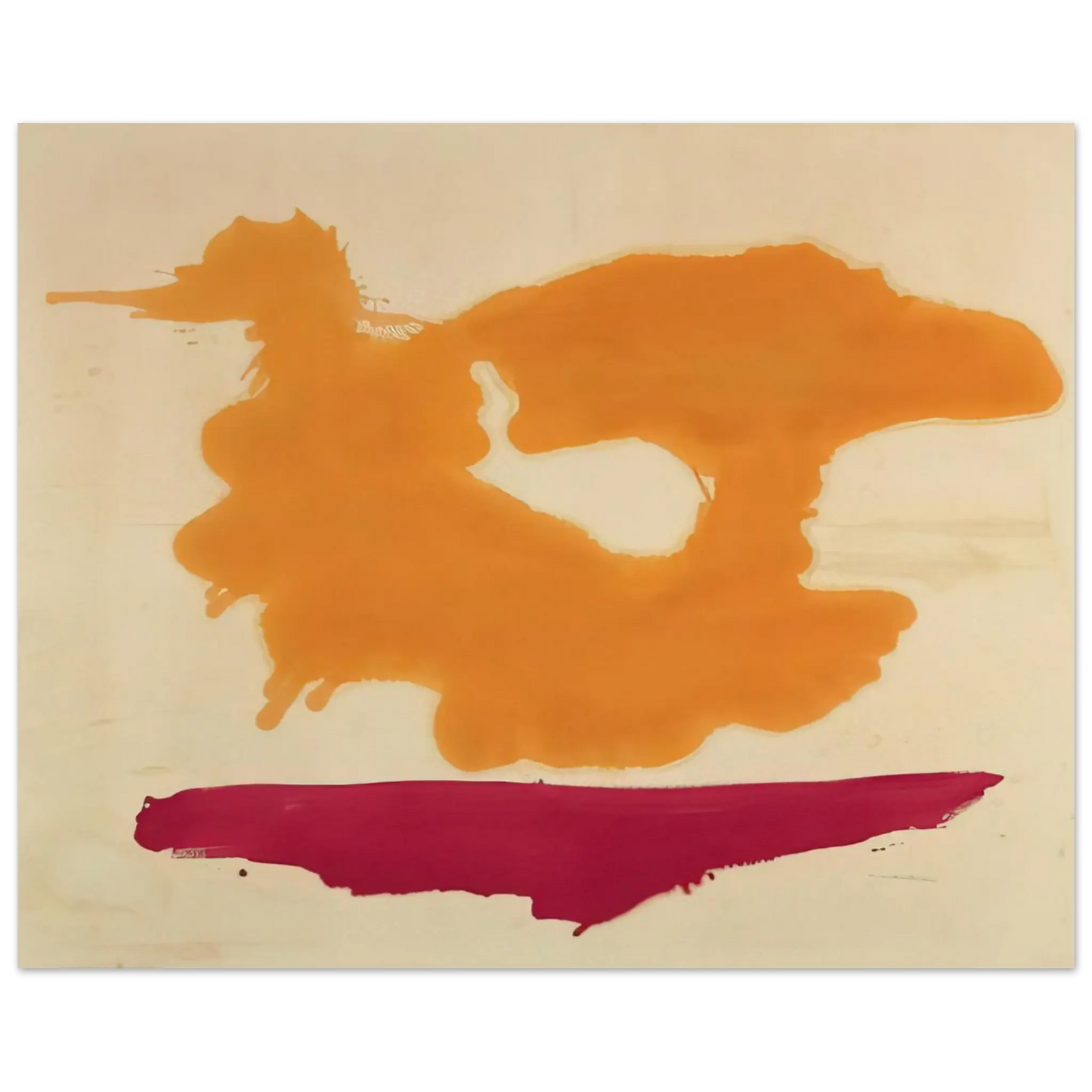 Helen Frankenthaler - Only Orange - 1963 Wall art - 20x25 cm / 8x10 Inches - Premium Wooden Framed Poster With Fine Art Paper - Black frame
