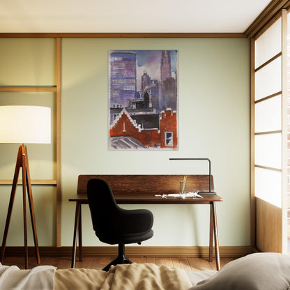 Untitled cityscape - 1986 - Paul Thek Brushed Aluminum Print - 70x100 cm / 28x40 inches | Paul Thek Aluminum Print | Paul Thek Prints