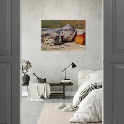 Still Life with Cup and Sugar Bowl - Pierre-Auguste Renoir Brushed Aluminum Print - 70x100 cm / 28x40 inches | Pierre-Auguste Renoir Aluminum Print | Pierre-Auguste Renoir Prints