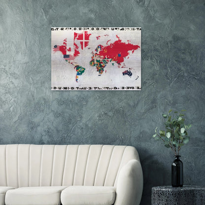 MAPPA 1983 - Alighiero Boetti Brushed Aluminum Print - 70x100 cm / 28x40 inches | Alighiero Boetti Aluminum Print | Alighiero Boetti Prints