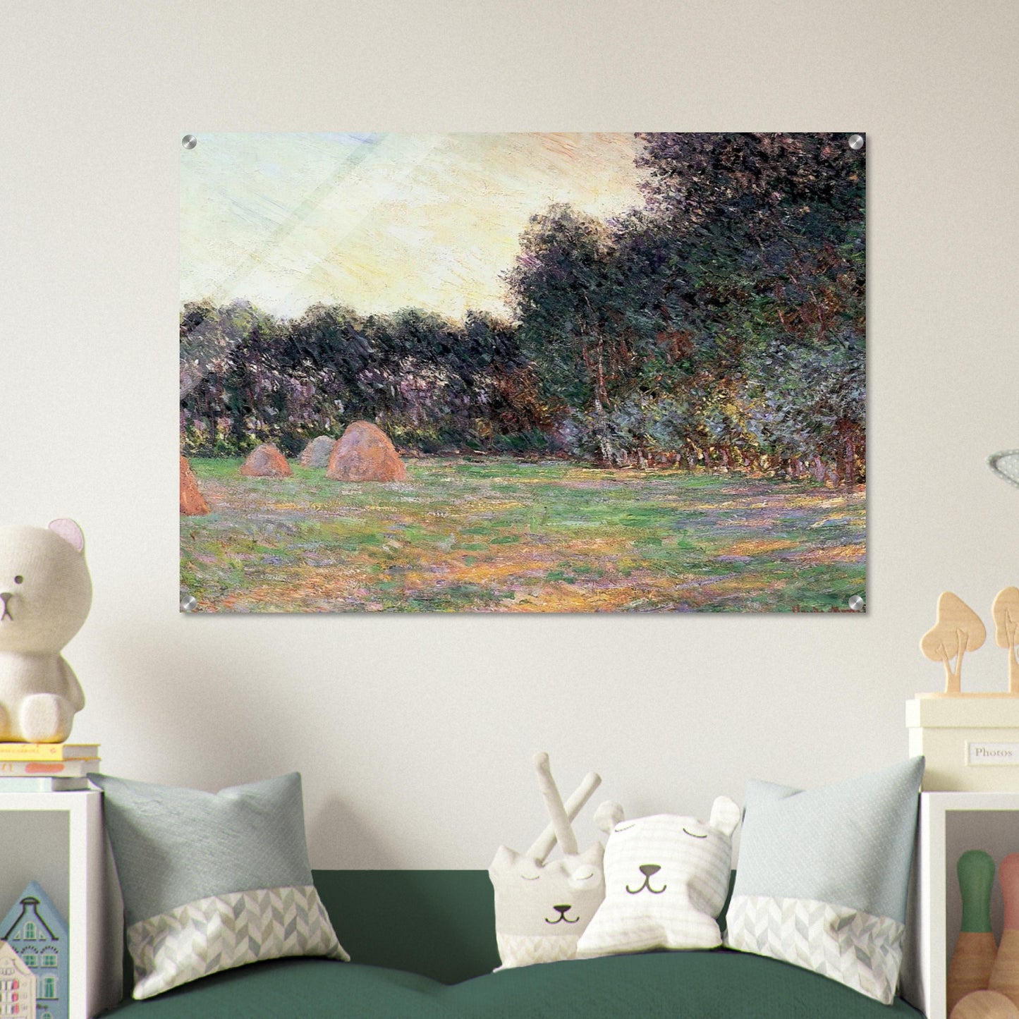 Meadow with Haystacks near Giverny - claude monet Acrylic Print - 70x100 cm / 28x40″ inches